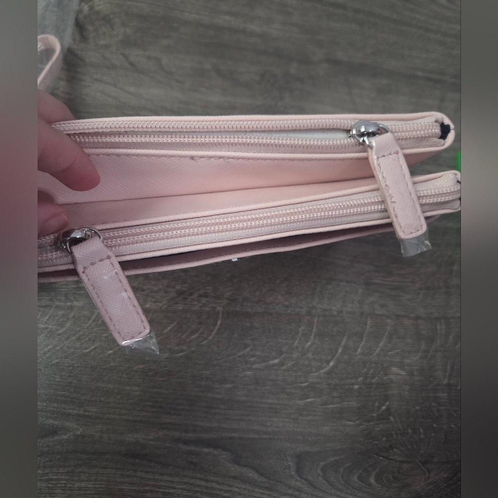 Tommy Hilfiger Double Zip Nude Pink Wristlet NWT - Picture 6 of 7